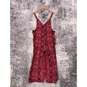 Free People Jumpsuit XS Womens Red Snakeskin Pattern Wide Leg One Piece